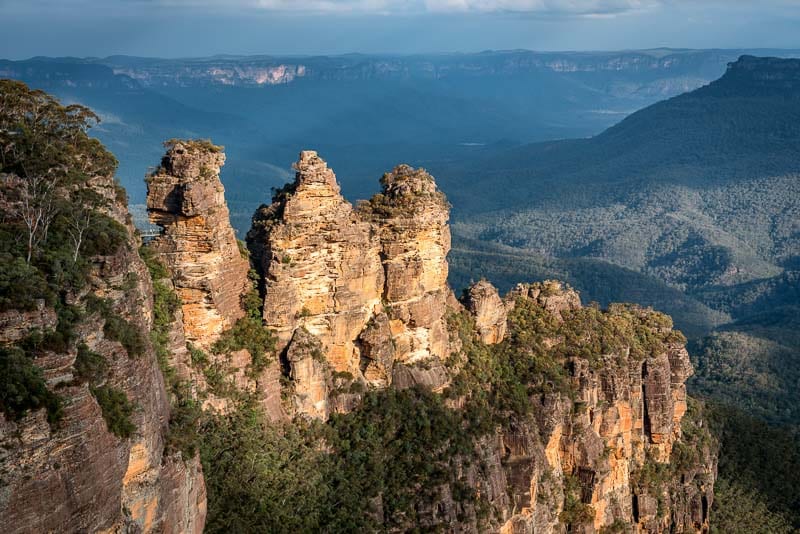 Vue de la formation rocheuse des Three Sisters en Australie