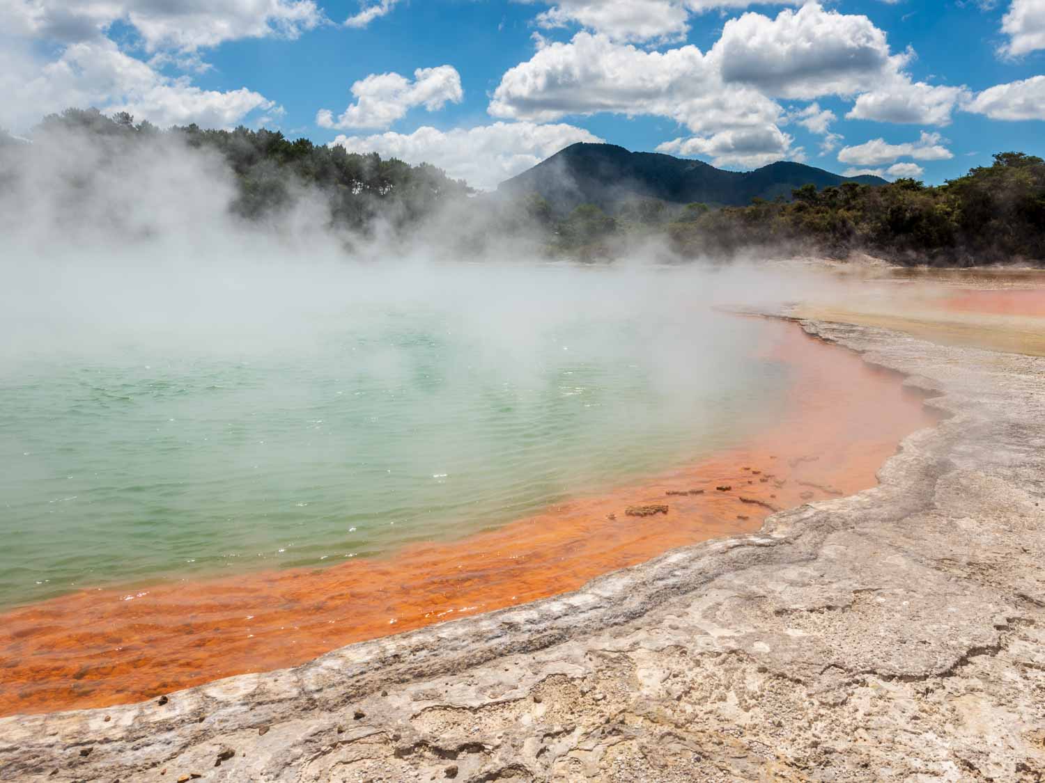 Lacs colorés de la réserve géothermique de Wai O Tapu en Nouvelle-Zélande